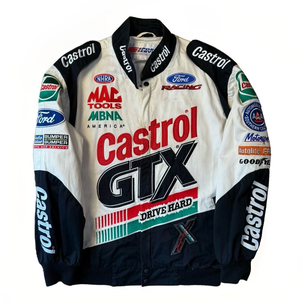 Vintage John Force Racing Jacket Medium Multicolor Castrol GTX 90s Streetwear
